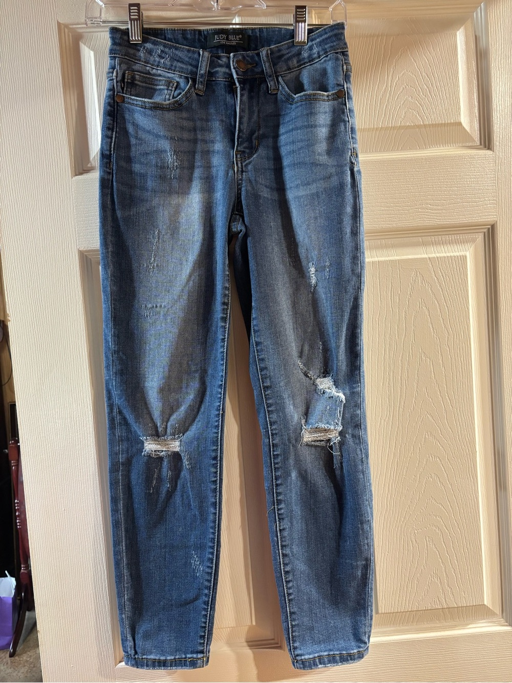 Judy Blue Women's Dark Blue Distressed Skinny Jeans